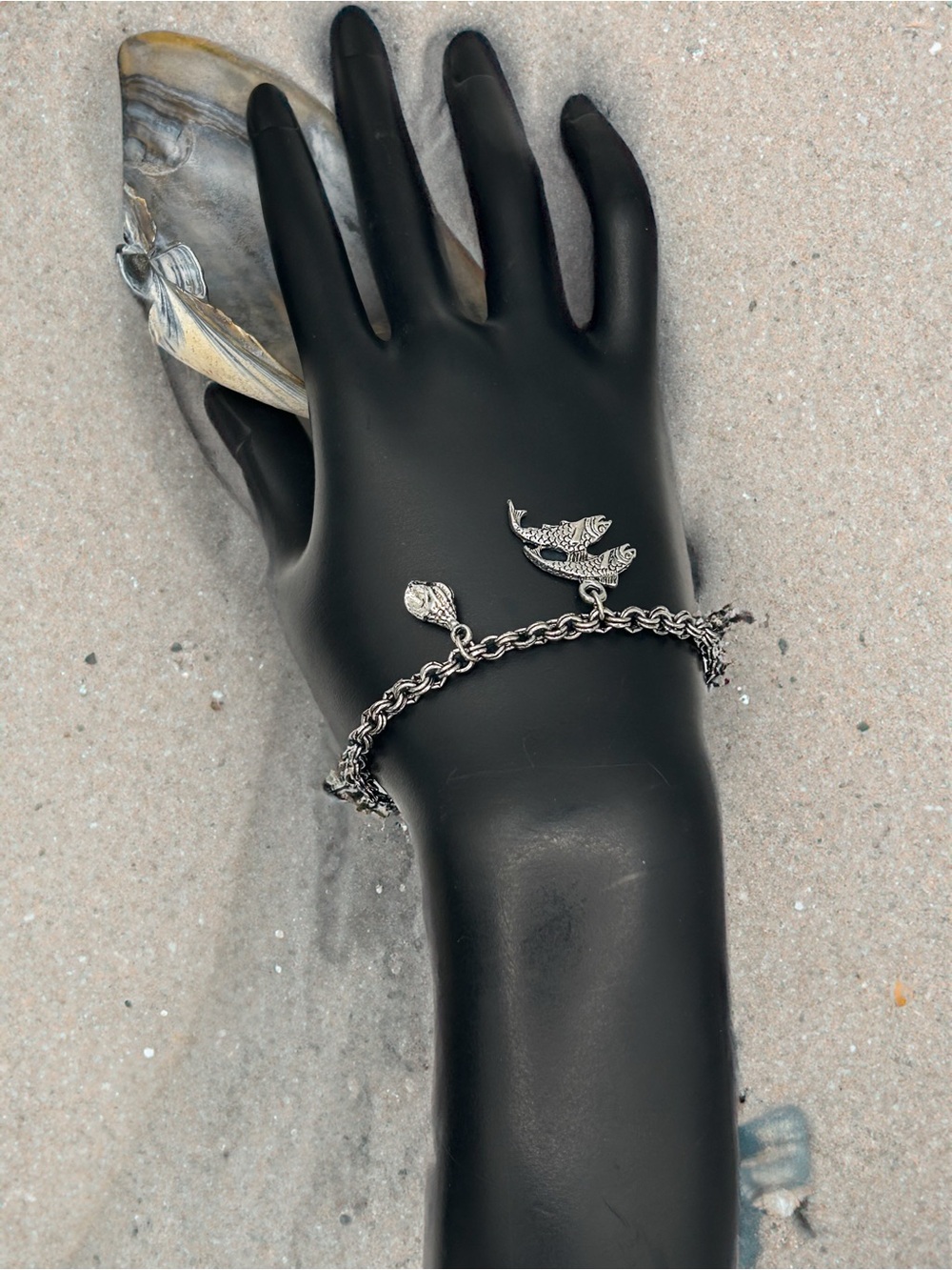 Vintage Style Silver Tone Ocean Charm Bracelet - Aquatic Sea Life Jewelry